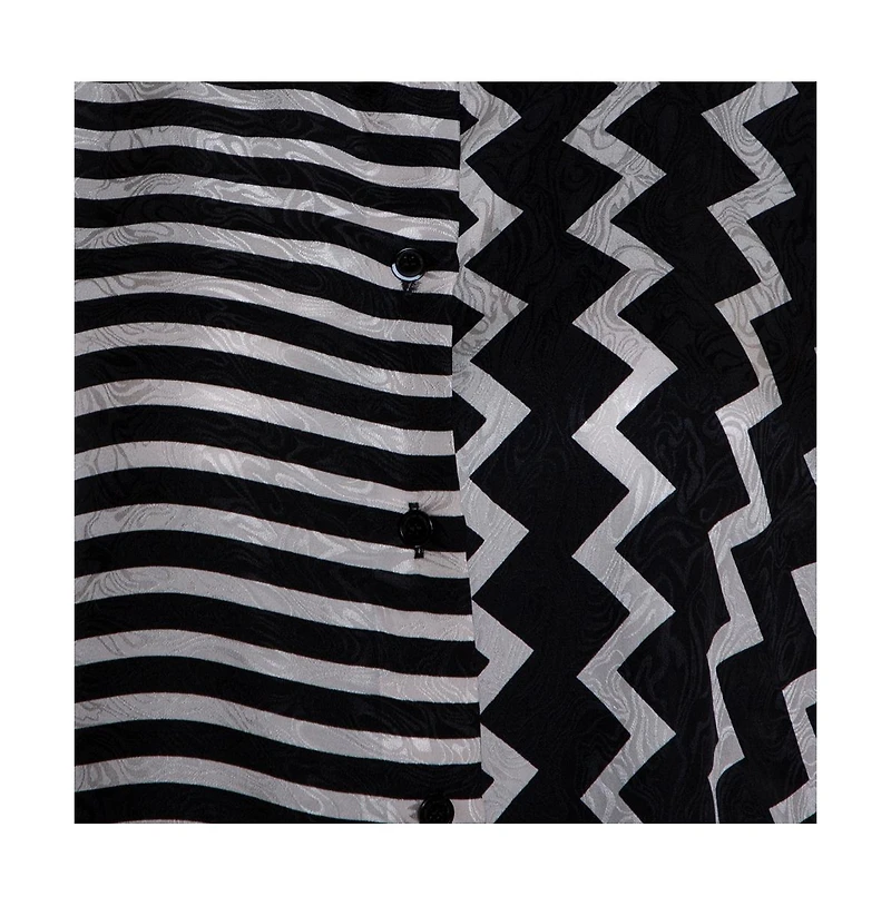 Pre-Owned Stella Mccartney Women's Monochrome Silk Multiprint Long Sleeve Shirt