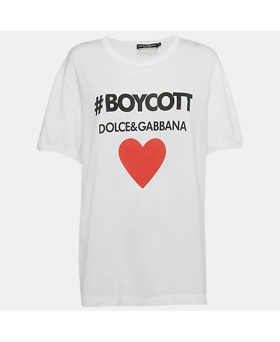 Pre-Owned Dolce & Gabbana Logo Boycott Cotton T-Shirt