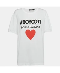 Pre-Owned Dolce & Gabbana Logo Boycott Cotton T-Shirt