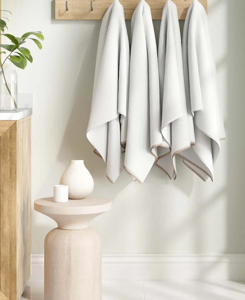 Linery & Co Quick-Dry Cotton Decorative Border 6 Piece Towel Set