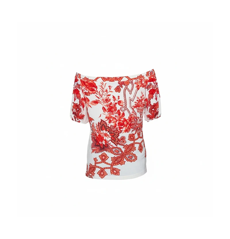 Pre-Owned Roberto Cavalli Women's Floral Print Off Shoulder Top