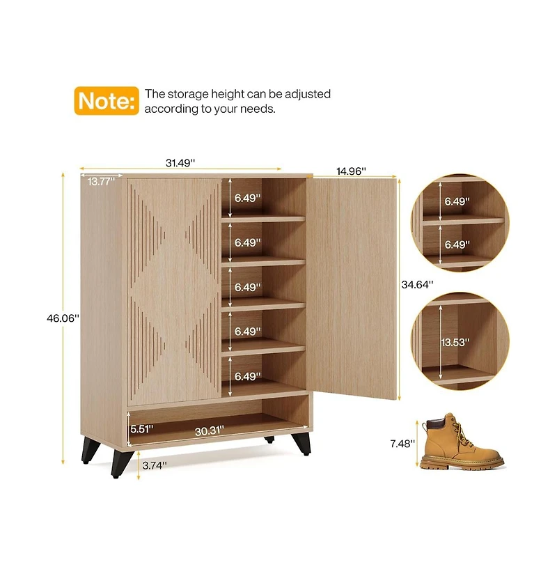 Slickblue Hallway Shoe Storage Rack with Closed Doors and Top Shelf