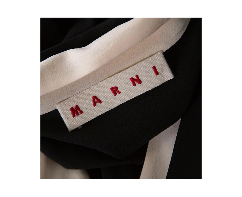 Pre-Owned Marni Women's Black Silk Crepe Contrast Collar Detail Short Dress