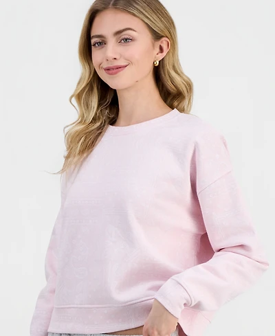 Rebel Veil Juniors' Printed Fleece Crewneck Sweatshirt