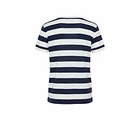 Pre-Owned Dolce & Gabbana Women's Striped Cotton Patch Detail Crewneck T-Shirt