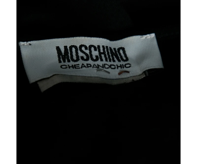 Pre-Owned Moschino Women's Cheap And Chic Black Jersey Sewing Machine Appliqued T-Shirt