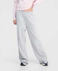 Pink Rose Juniors' Wide-Leg Fleece Sweat Pants