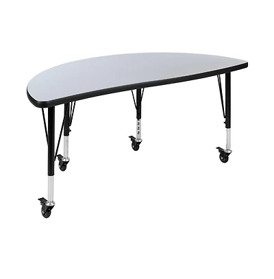 Mobile 47.5" Half Circle Wave Flexible Collaborative Kids Adjustable Activity Table