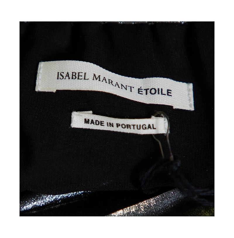 Pre-Owned Isabel Marant Women's Metallic Grey Lame' Pleated Knee Length Skirt