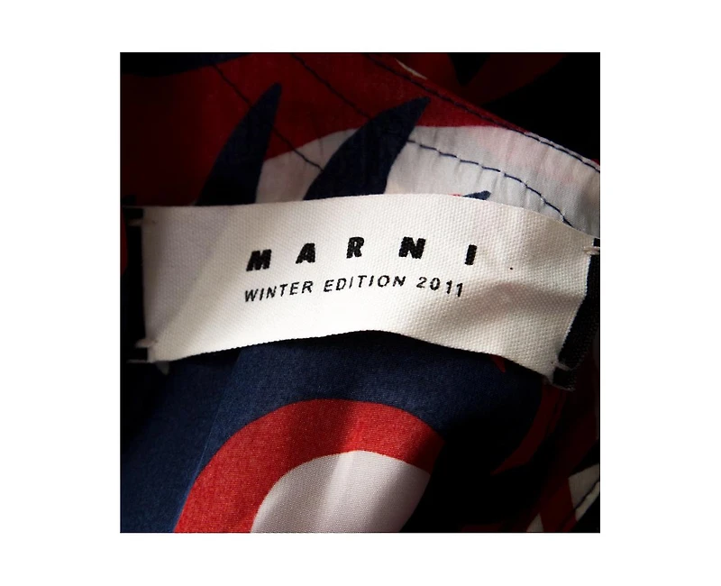 Pre-Owned Marni Women's Red & Blue Mixed Print Silk Blend Short Sleeve Dress
