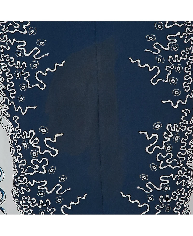 Pre-Owned Roberto Cavalli Women's Blue Printed Jersey Brooch Detail Midi Dress