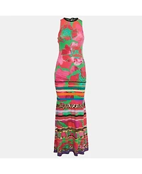 Pre-Owned Roberto Cavalli Womens Multicolor Printed Jersey Maxi Dress
