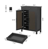 Slim Shoe Rack with Doors for Small Entryways