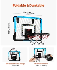 Mecale Kids Basketball Hoop, Over-the-Door Mini Basketball Goal with Electronic Scoreboard and Led Light for Ages 3+