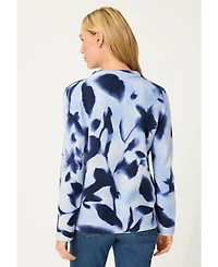 Olsen Women's Abstract Floral Zip Cardigan