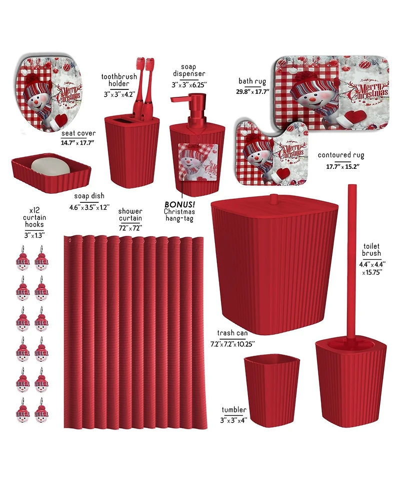 Clara Clark Complete Holiday Bathroom Decor & Accessory Set with Shower Caddy Set