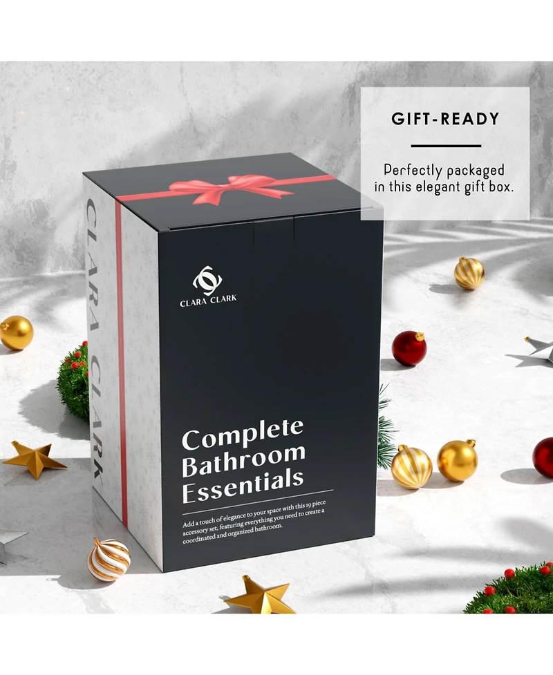 27-Piece Complete Holiday Bathroom Decor & Accessory Set with Bath Rugs, Shower Caddy & Curtain Set