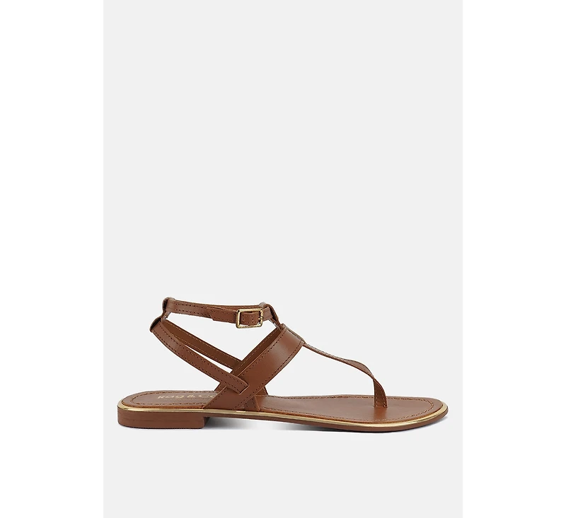 Irene Black Flat Thong Sandals