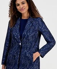Kasper Women's Metallic Jacquard Long Jacket