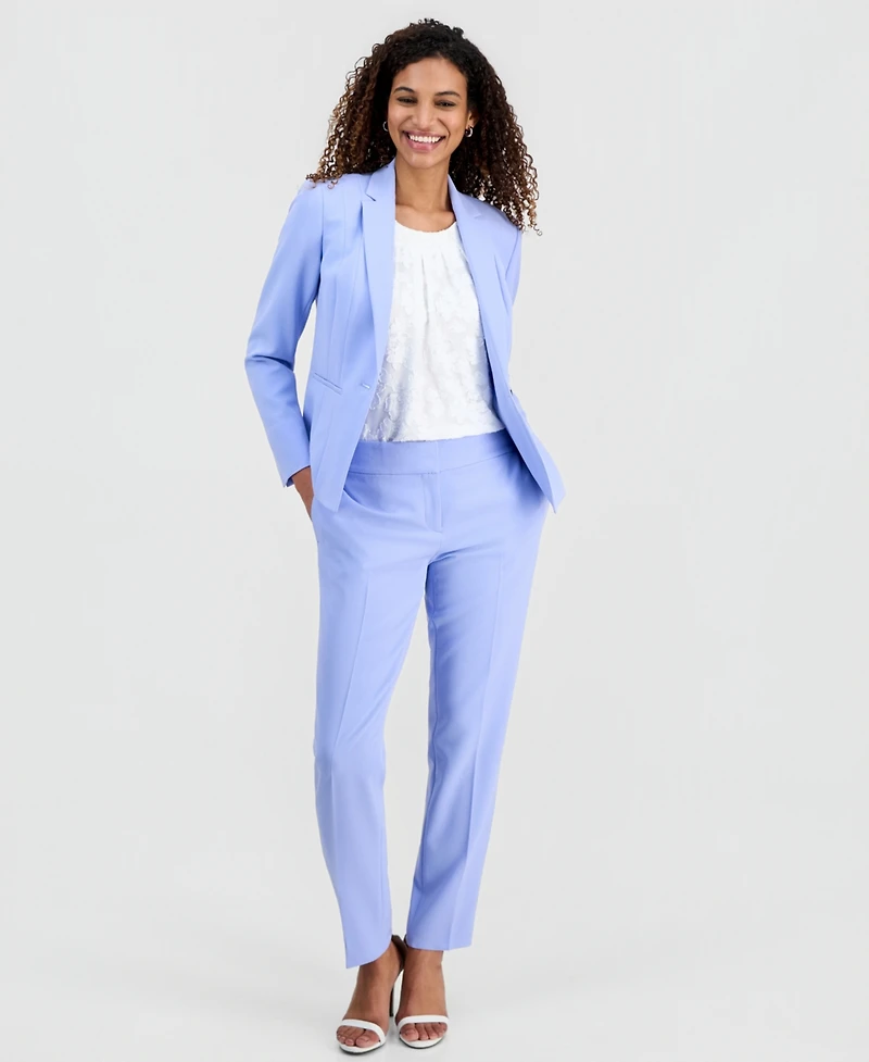 Kasper Women's Stretch Crepe One-Button Panel Seamed Jacket