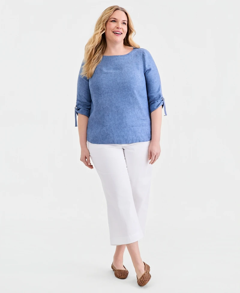 Charter Club Plus Solid Crewneck Top, Macy's Exclusive