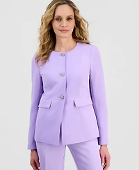 Kasper Women's Stretch Crepe Three-Button Waist Seamed Jacket