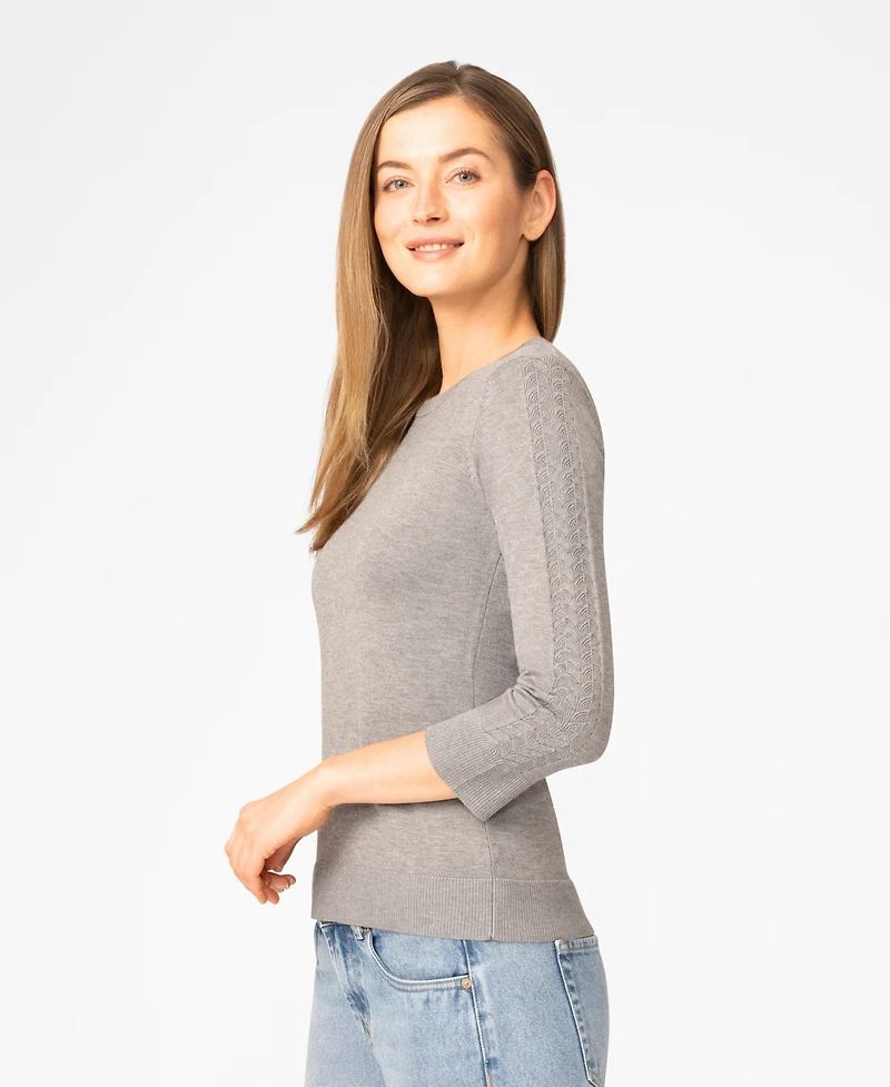 Melissa Paige Women's Pointelle 3/4-Sleeve Sweater