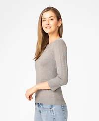 Melissa Paige Women's Pointelle 3/4-Sleeve Sweater
