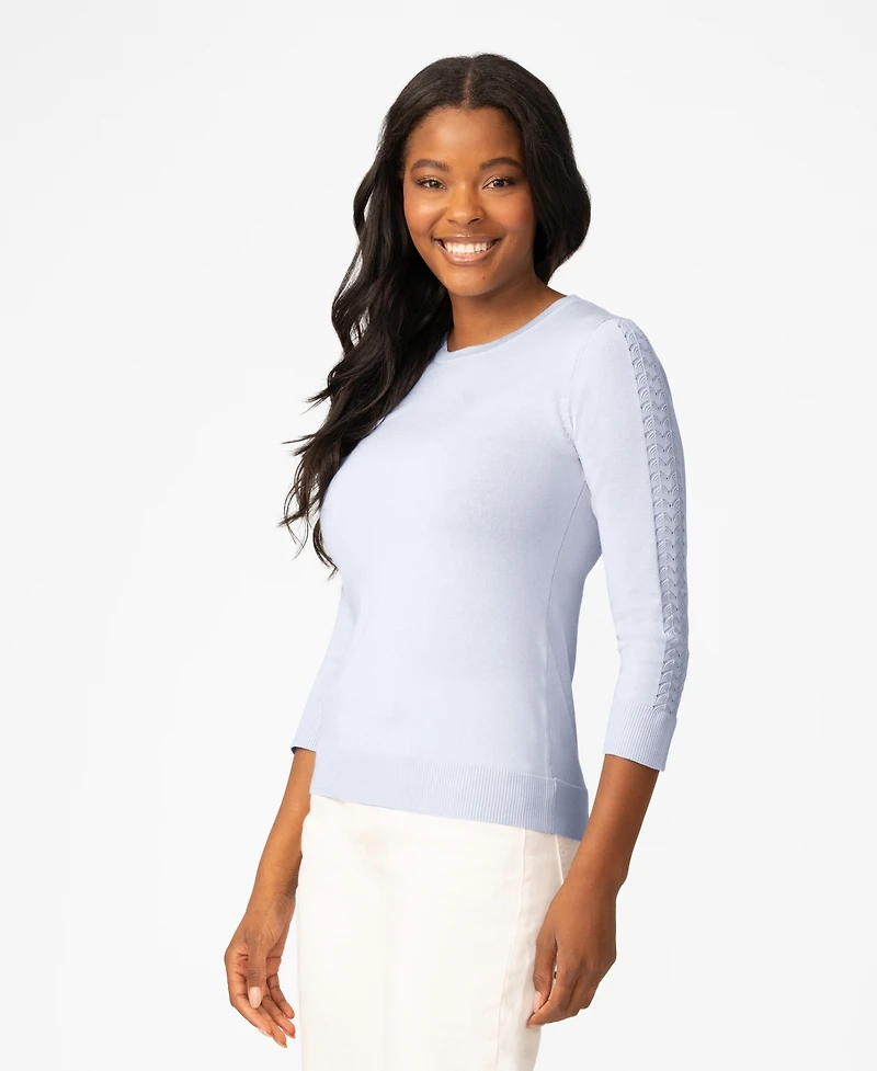 Melissa Paige Women's Pointelle 3/4-Sleeve Sweater