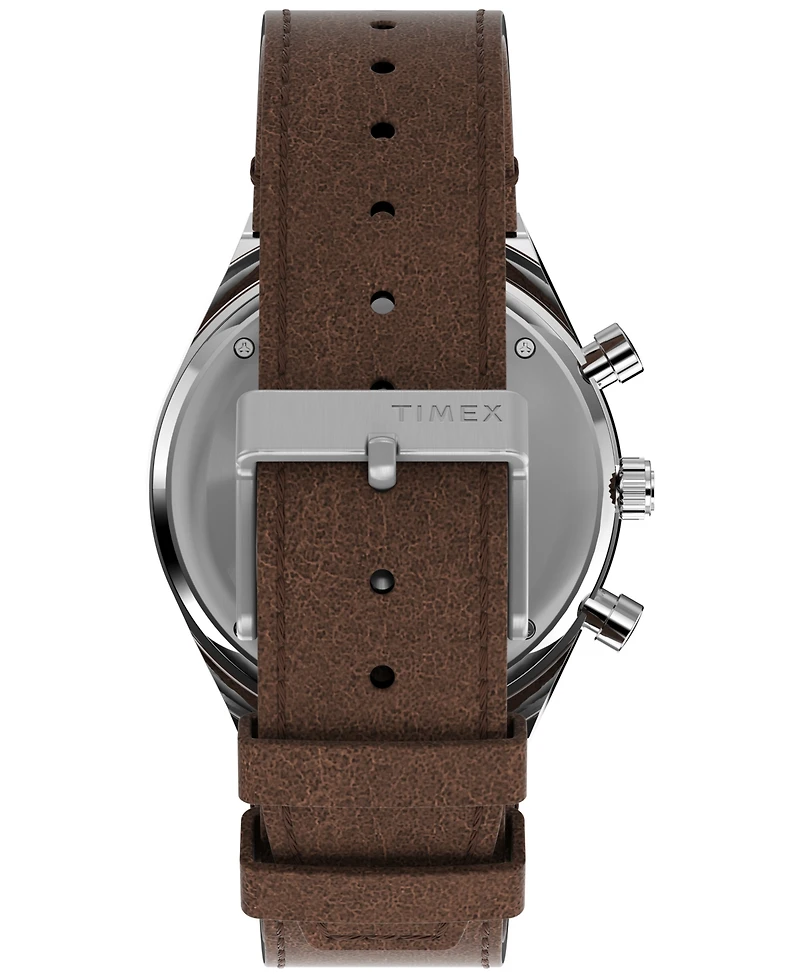Timex Men's Analog Brown Leather Watch, 40mm