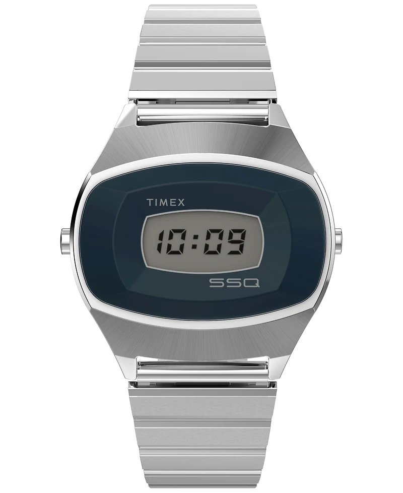 Timex Men's Quartz Digital Silver-Tone Stainless Steel Watch, 38mm
