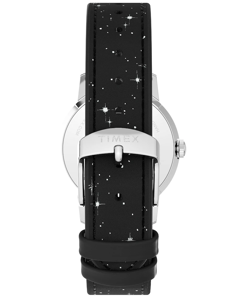 Timex Men's Mechanical Handwind Black Leather Watch, 34mm