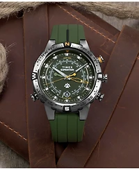 Timex Men's Quartz Analog Green Silicone Watch, 45mm