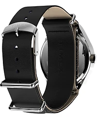 Timex Men's Quartz Analog Black Leather Watch, 39mm