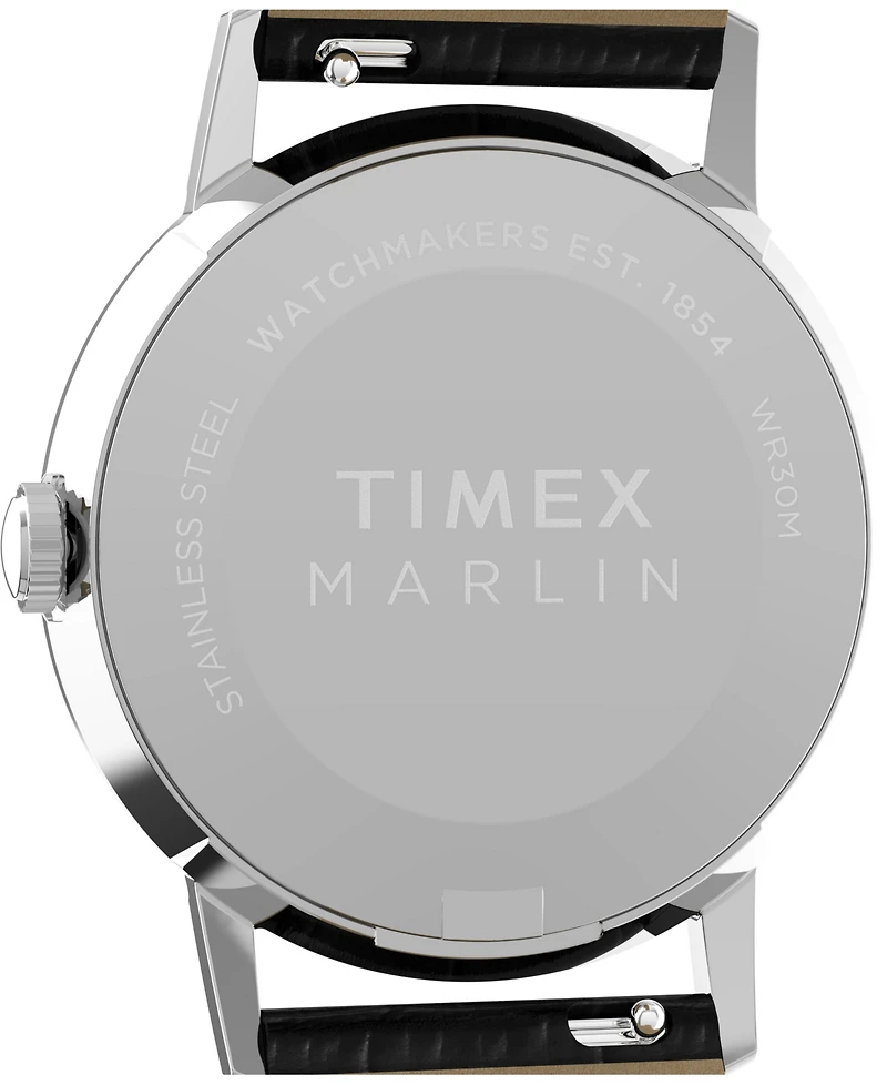 Timex Unisex Quartz Analog Black Leather Watch, 34mm