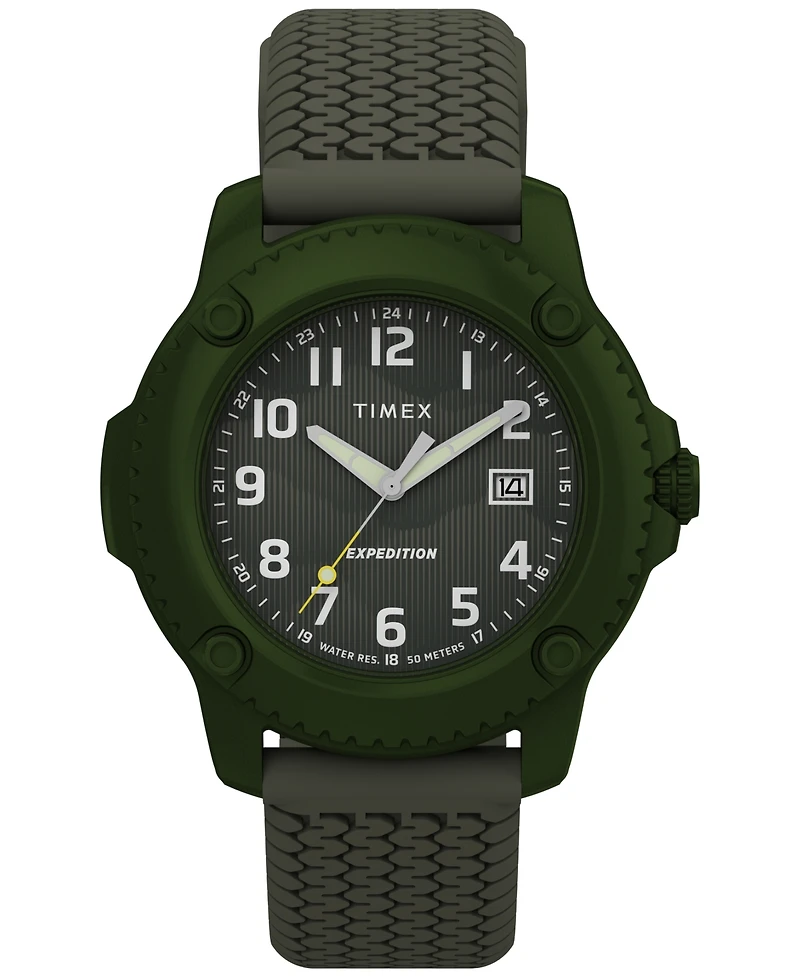 Timex Men's Quartz Analog Green Silicone Watch, 42mm