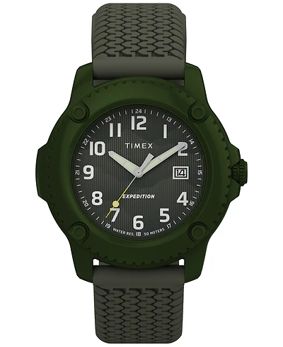 Timex Men's Quartz Analog Green Silicone Watch, 42mm