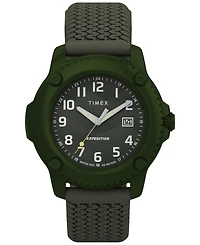 Timex Men's Quartz Analog Green Silicone Watch, 42mm