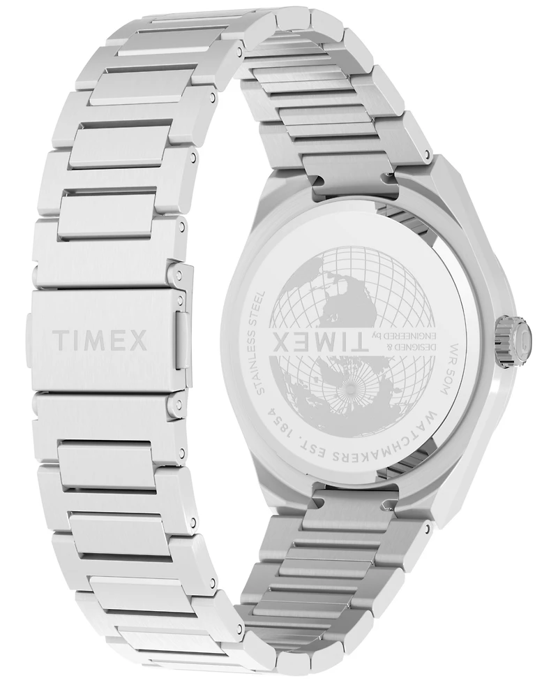Timex Men's Quartz Analog Silver-Tone Stainless Steel Watch, 39mm