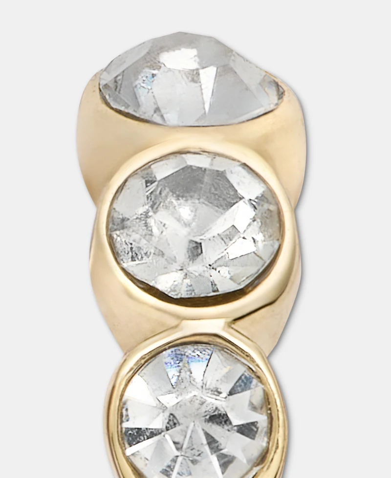 lonna & lilly Gold-Tone Graduated Crystal Bezel Small Hoop Earrings, 0.5"