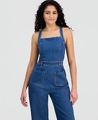 Tinseltown Juniors' Square-Neck Sleeveless Jumpsuit