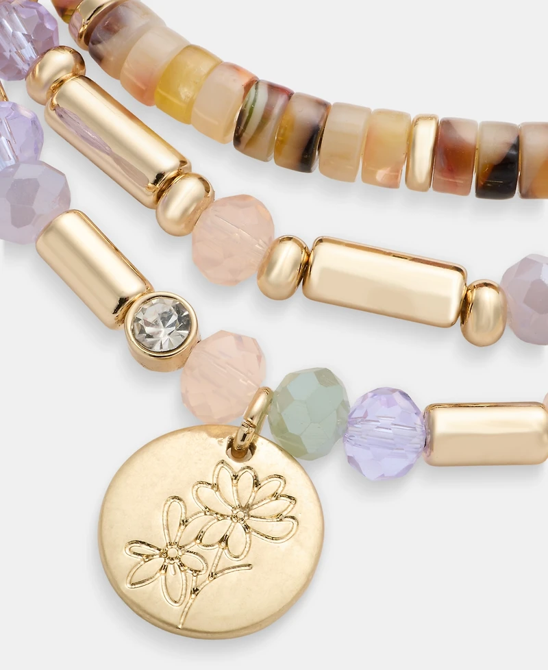 lonna & lilly Gold-Tone Multi Bead Stretch Bracelet