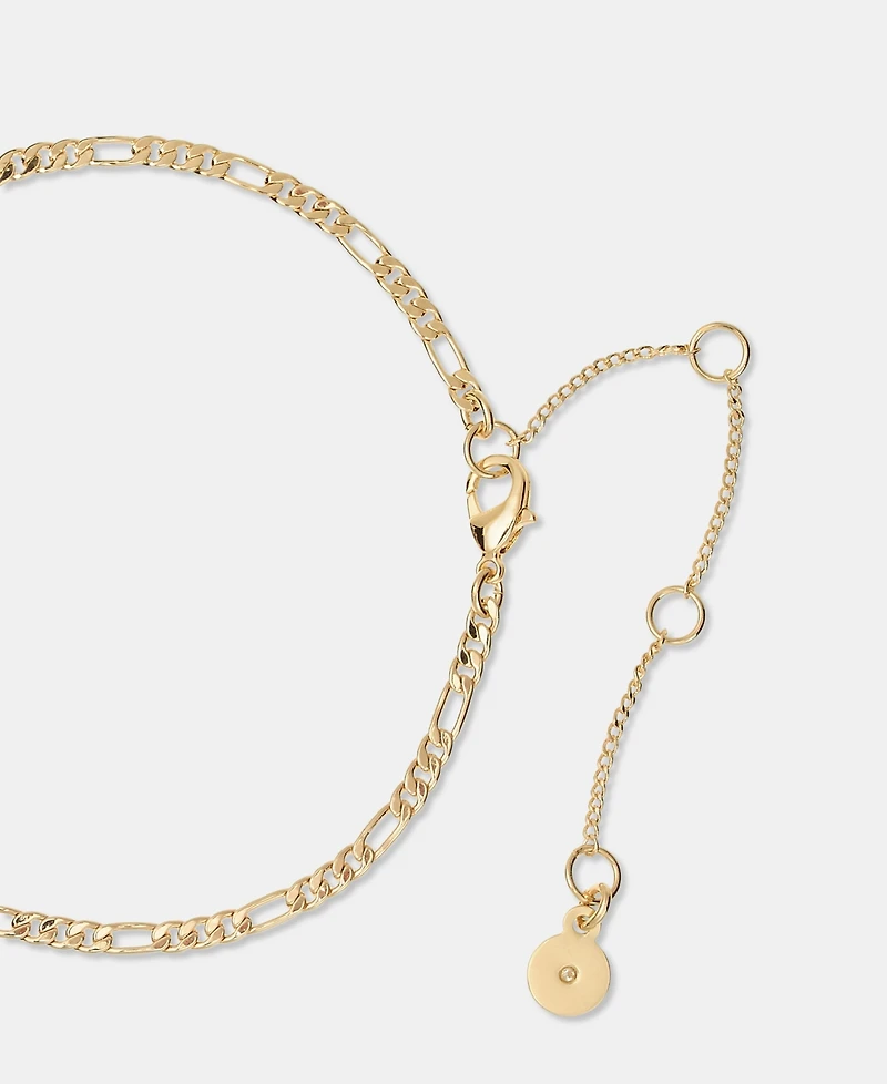 Dkny Gold-Tone Stone, Pave & Polished Rondelle Figaro Link Collar Necklace, 16" + 3" extender