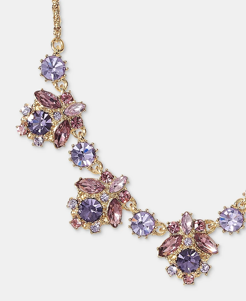 Marchesa Gold-Tone Mixed Crystal Cluster Statement Necklace, 16" + 3" extender
