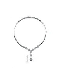 Sterling Silver White Gold Plated Cubic Zirconia Micro Pave Shape Necklace