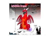 Mondawe 8 ft Halloween Inflatables Blow-up Red Dragon with Wings Skull