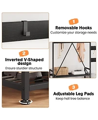 Gaomon Solid Wood Coat Rack,Hall Tree With Bench and Shoe Storage Parent-Child Coat Rack Shoe Bench Industrial Coat Tree Entryway Large Organizer