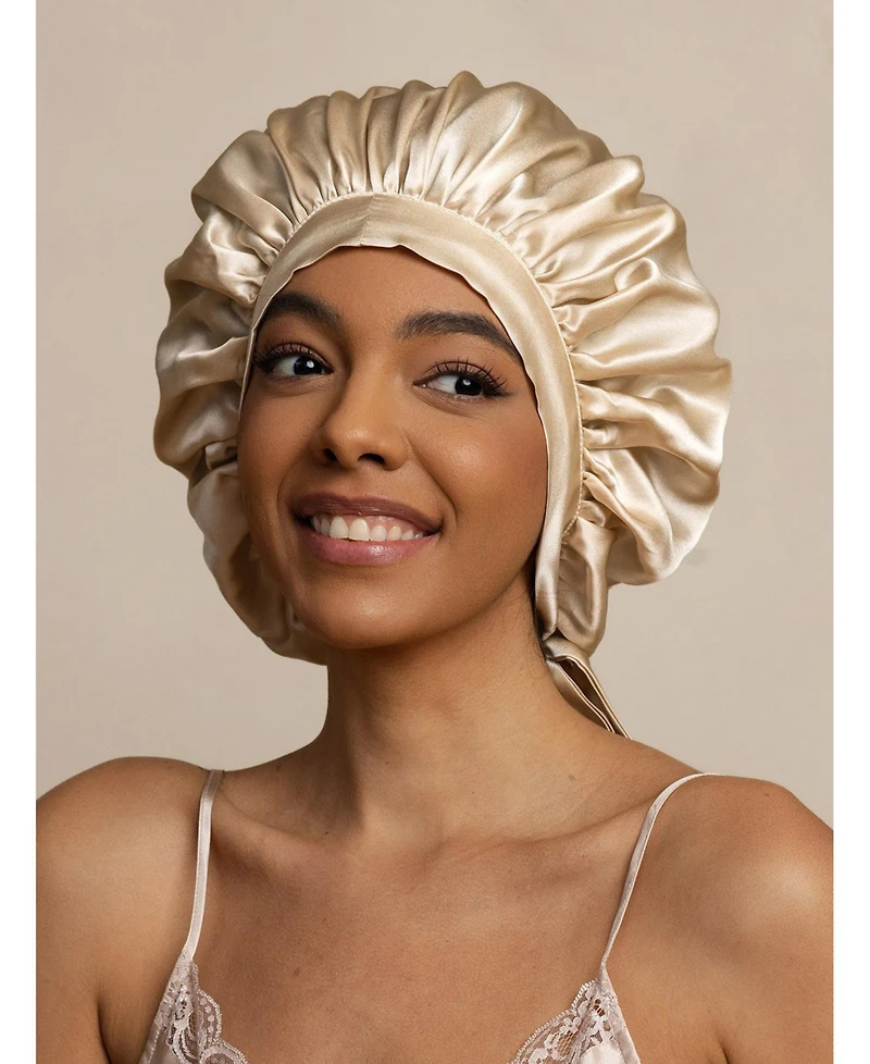 SilkSilky Women's Mulberry Silk Bonnet with Long Ribbons
