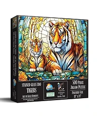 SunsOut Stained Glass Zoo Tigers 500 piece Jigsaw Puzzle for Adults