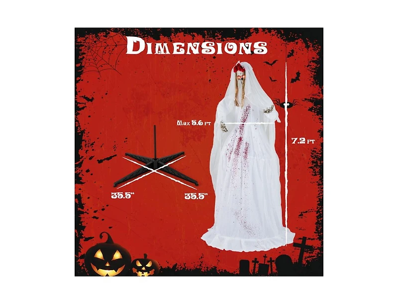Mondawe Halloween Animatronic Standing Bride 7.2 ft Haunted House Decoration